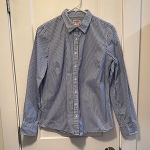 J. Crew Haberdashery Women's Blue and White Striped Shirt size M